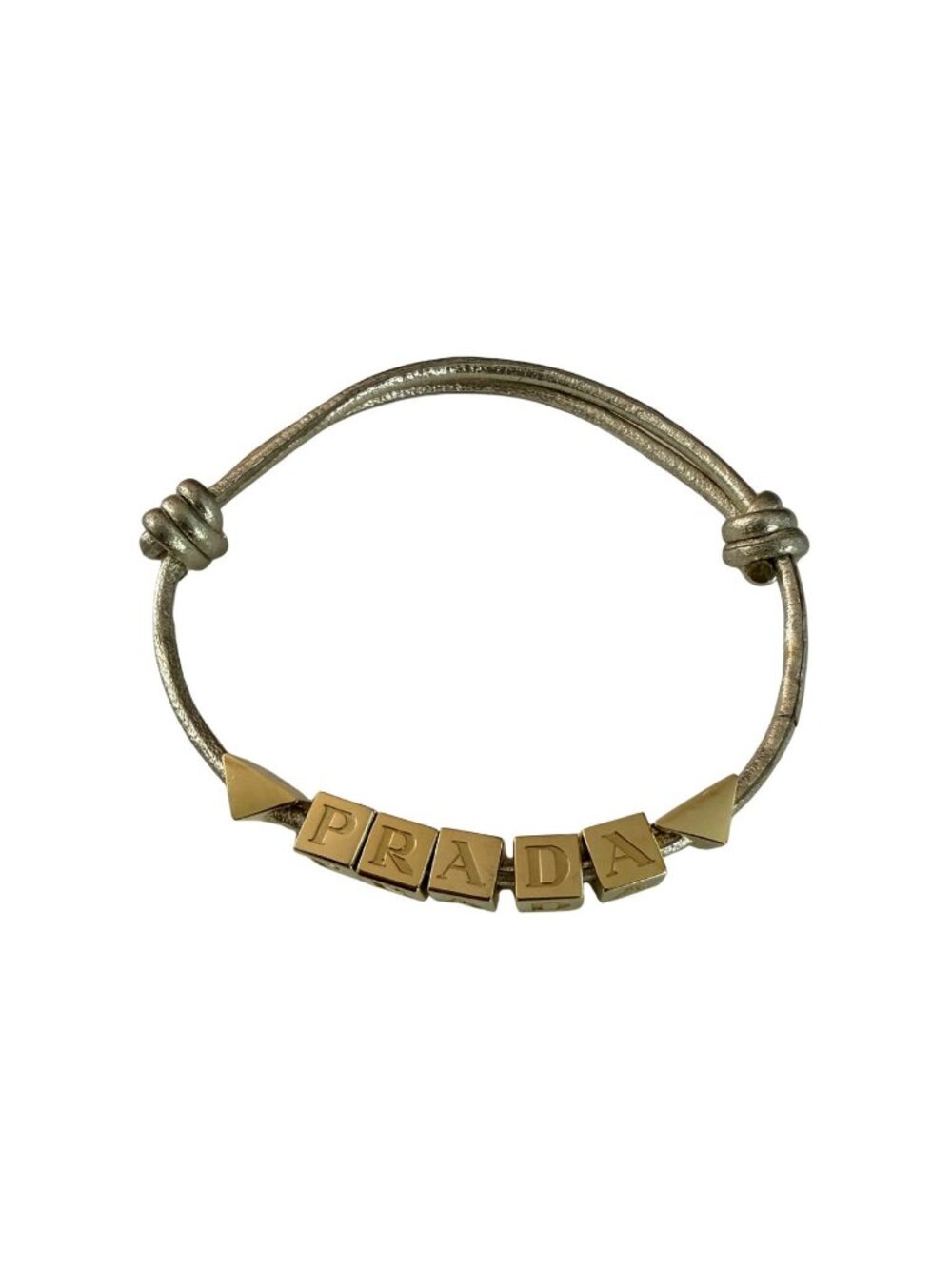 PRADA Silver Nappa leather bracelet EUC $480 OS